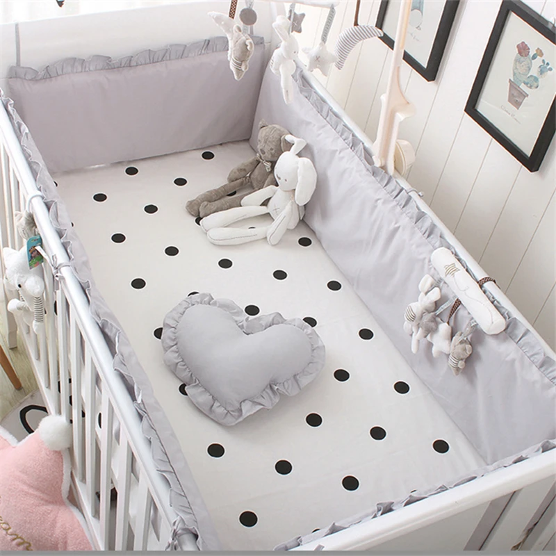 5PCS/Set Child Thicken Anti-collision Protect Bed Surround Bumpers Bed Sheet Newborn Bedding Kit Cotton Crib Bed Surround