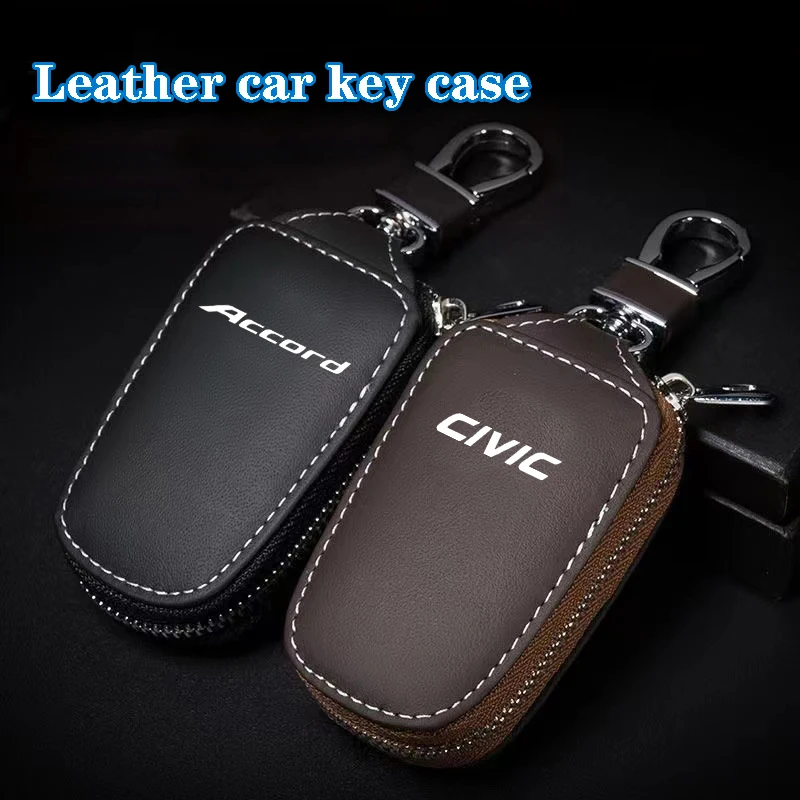 

Fashion Genuine Leather Car Remote Key Case Cover Keychain Shell Fob For Honda Civic Accord Cr-v Accessories 4s Shop Gifts