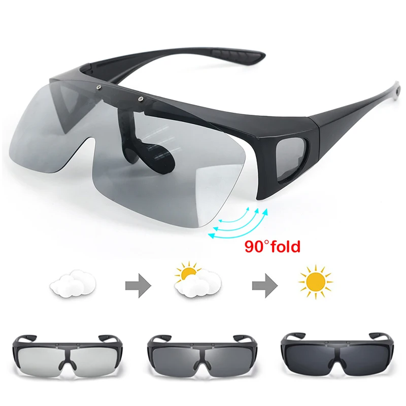 

Photochromic Sunglasses Men Driving Chameleon Flip Glasses Polarized Male Day Night Vision Driving Change Color Sun Glasses UV