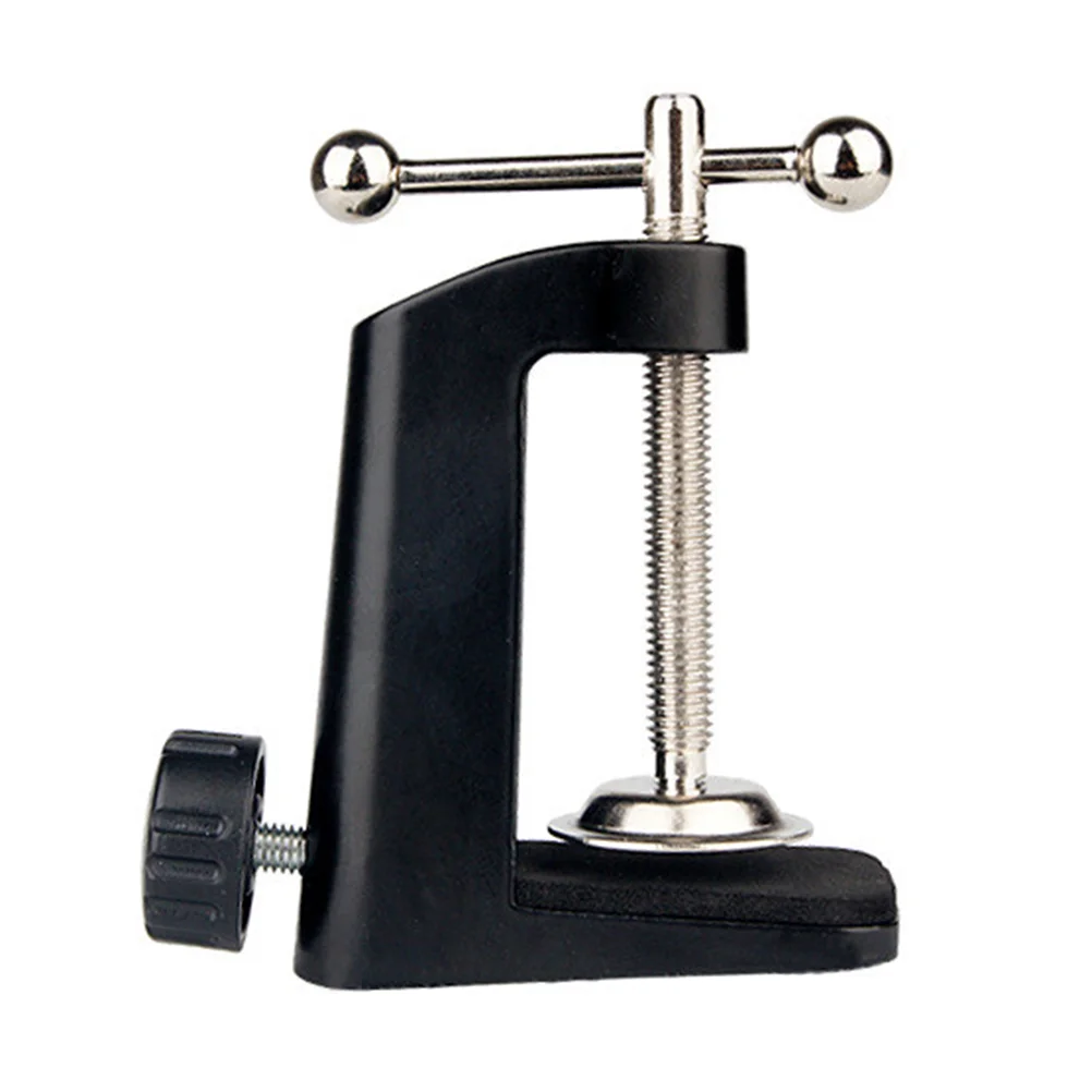 

1Pc Microphone Desktop Table Mount Clamp Microphone Shaped Base Stand Mic Holder Base with Adjustable Screw for Table Lamp