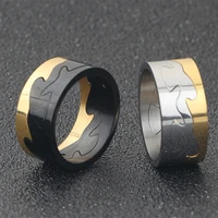 yw gairu 9mm wave pattern two color stitching personality surgical steel mens ring set offers with free shipping