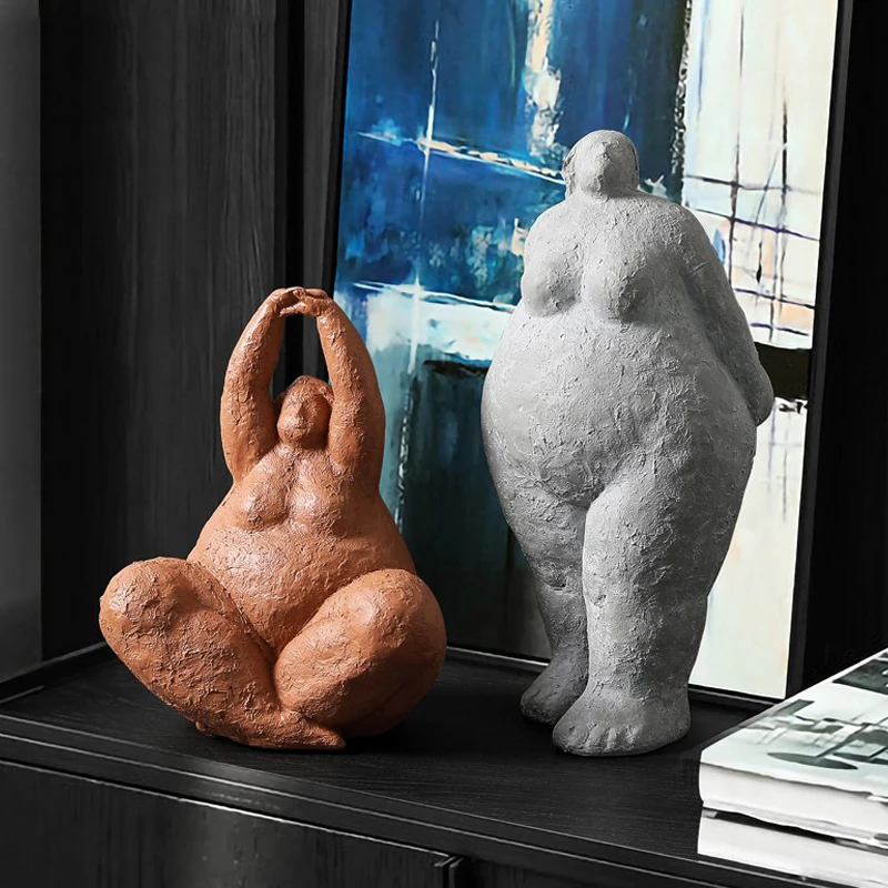 Абстрактное искусство Wabi-sabi из смолы фигурки полных женщин для интерьера