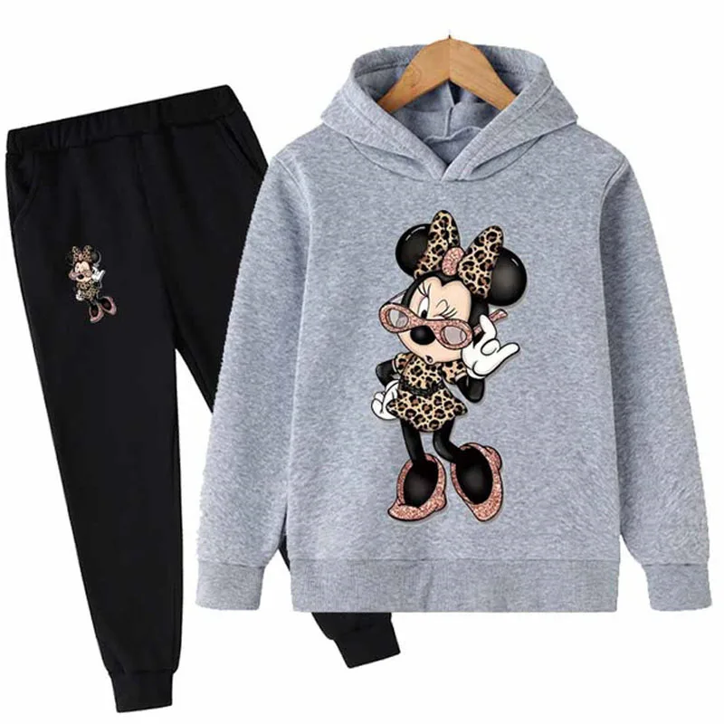 

Little Girl Casual Cartoon Hoodie Suit Kids Mickey Mouse Long-sleeved Cotton Two-piece Sets Boys Girls Sports Fashion Clothing