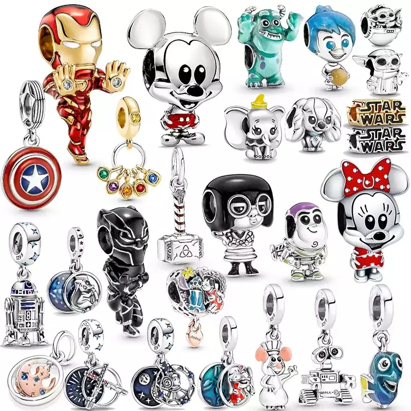 Женский браслет из серебра 100% пробы с изображением Микки-ститча | Игрушки и хобби