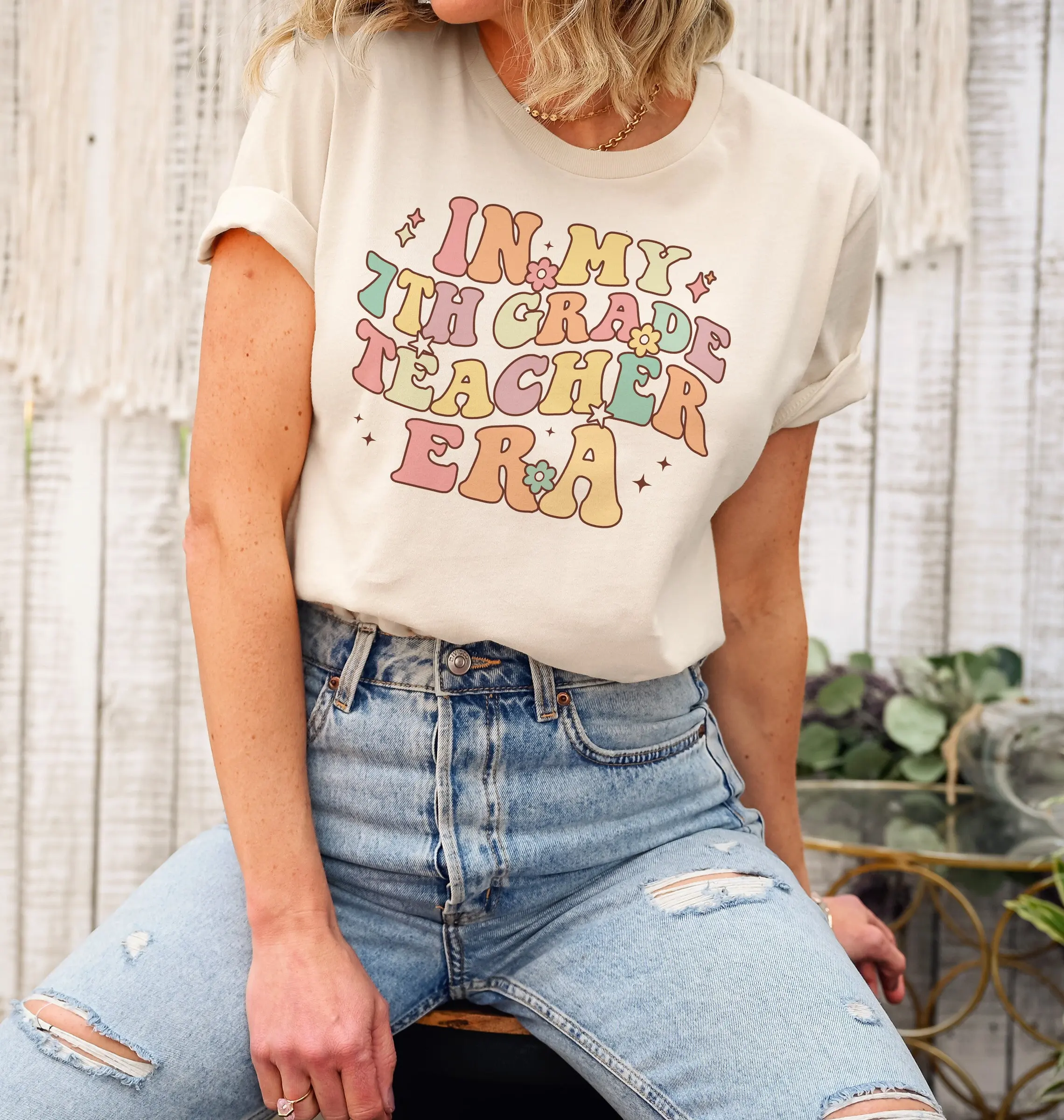 Футболка учителя In My 7th Grade Era Seventh Retro Back to School одежда больших размеров