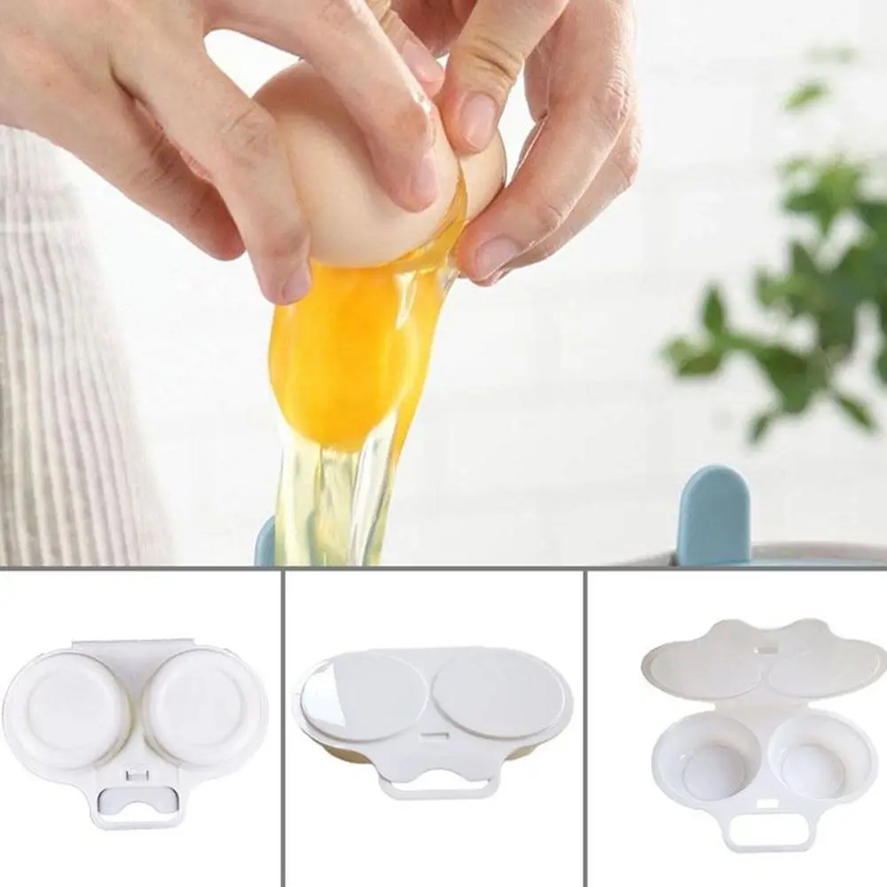 

Kitchen Food Gadget Cooker Steamer Tool Baking Egg Steamer Microwave Eggs Draining Egg Boiler Double Cup