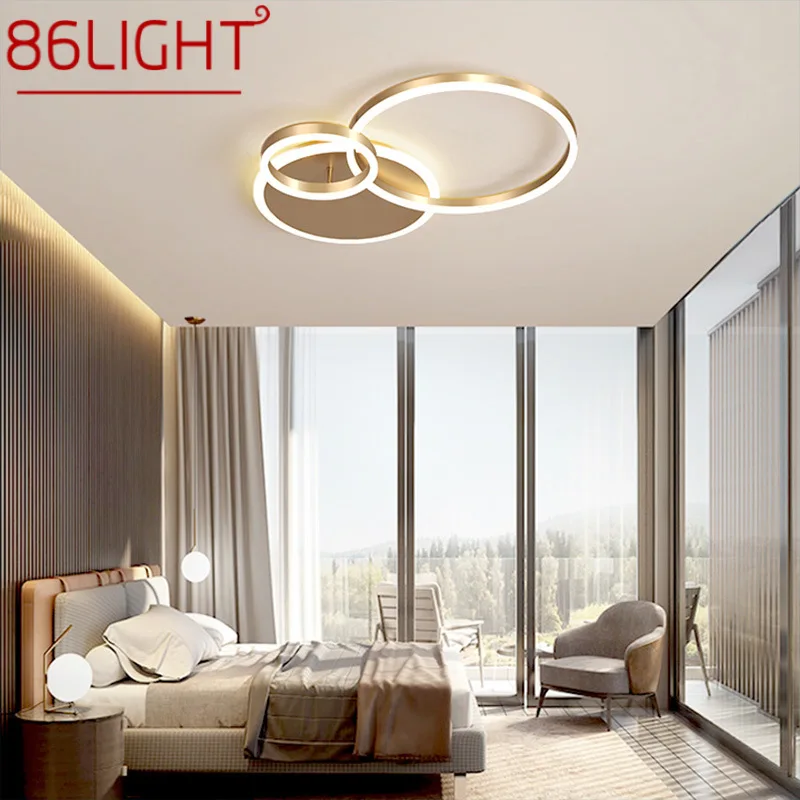 

86LIGHT Nordic Ring Ceiling Lamps Creative Vintage LED Gold Light Fixtures For Modern Home Living Room Bedroom Decor