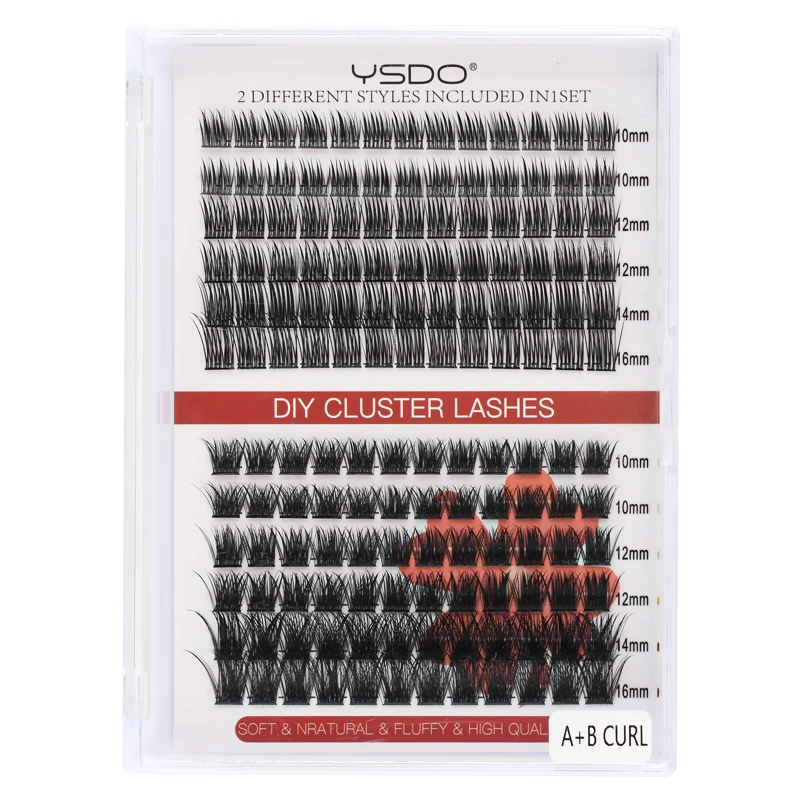 

YSDO 12 Rows Cluster Lashes DIY Eyelash Extension Heat Bonded Premade Fan Segmented Individual Cluster Lashes strip eyelashes