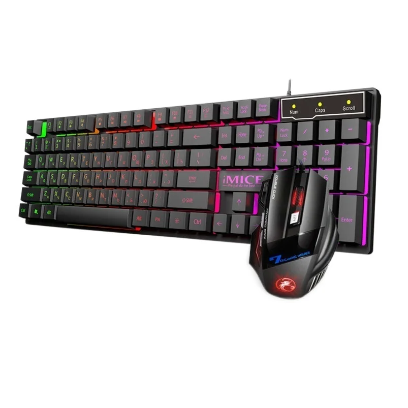 

Gaming keyboard Wired Gaming Mouse Kit 104 Keycaps With RGB Backlight Russian keyboard Gamer Ergonomic Mause For PC Laptop