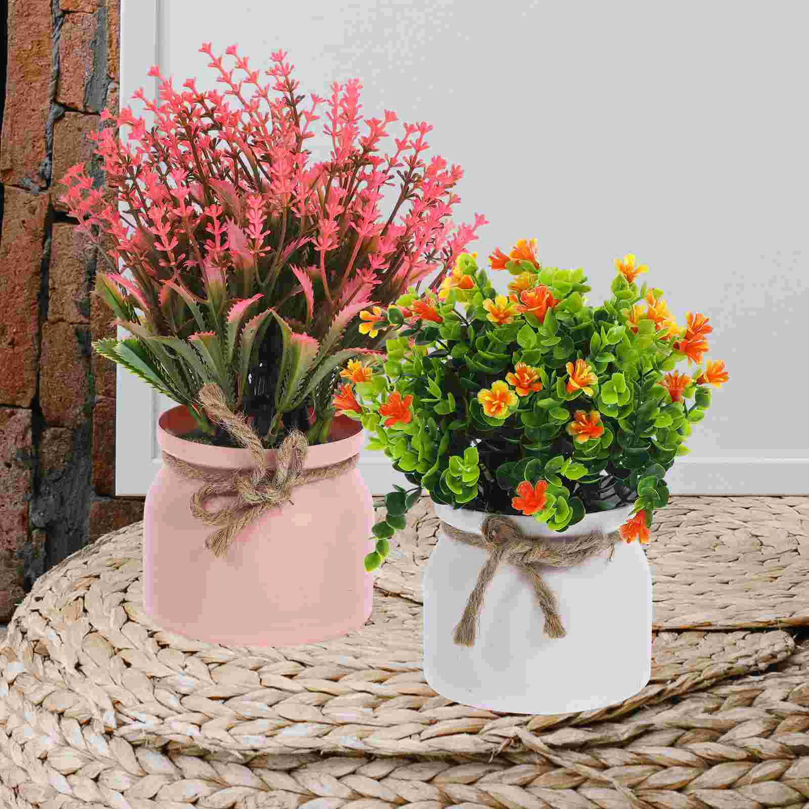 

4Pcs Artificial Potted Flowers Faux Plants Potted Plant Decor Artificial Flower Bonsai Table Fake Flower