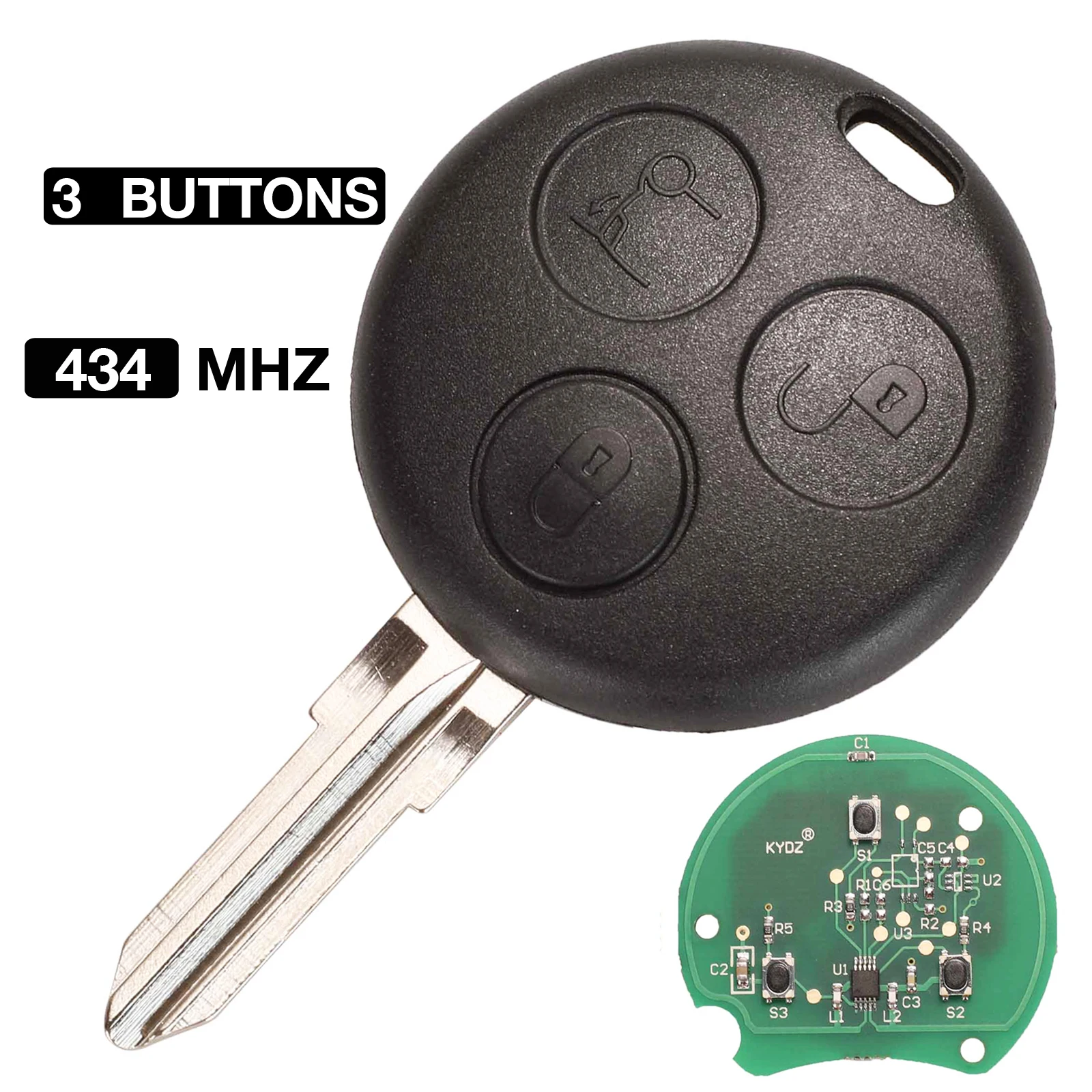 

jingyuqin 433Mhz Remote Car Key For Mercedes-Benz Smart Fortwo 1998-2006 Forfour Roadster City Coupe Crossblade Cabrio Roadster