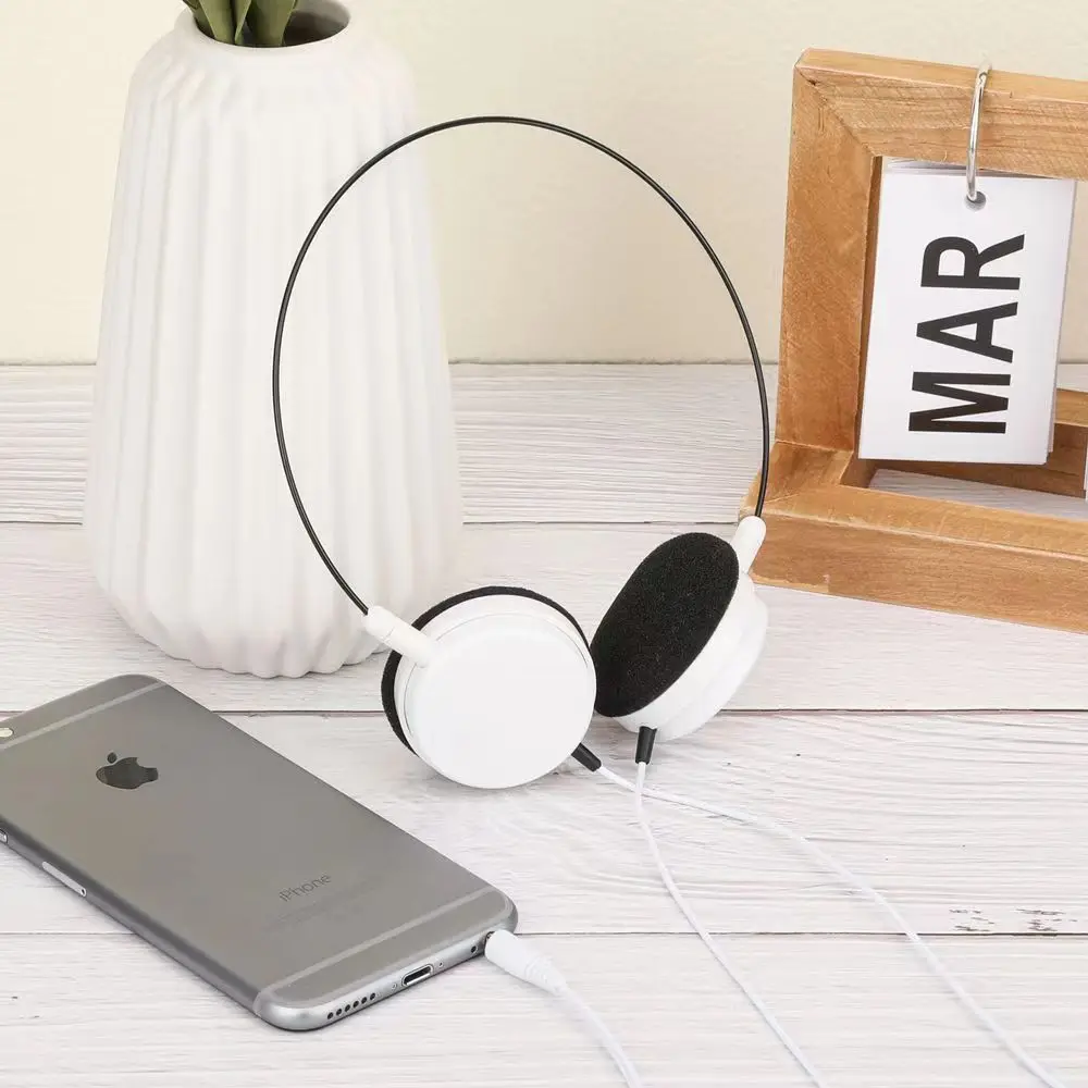 

Headphones headset wired headphones sports drama listening round hole for cute students