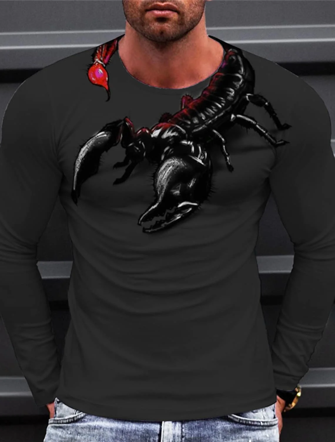 

Men's T shirt Animal Graphic Prints Scorpion 3D Print Outdoor Street Long Sleeve Print Clothing Apparel Basic Sports Casual