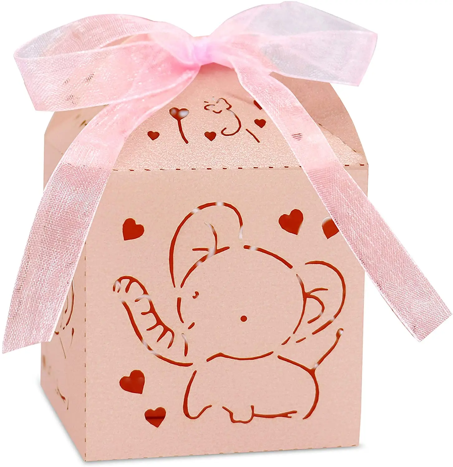 50pcs Elephant Gifts Box Laser Cut Paperboard Packaging Baby Shower Boy Girl Wedding Bitrhday Party Candy Supplies - купить по