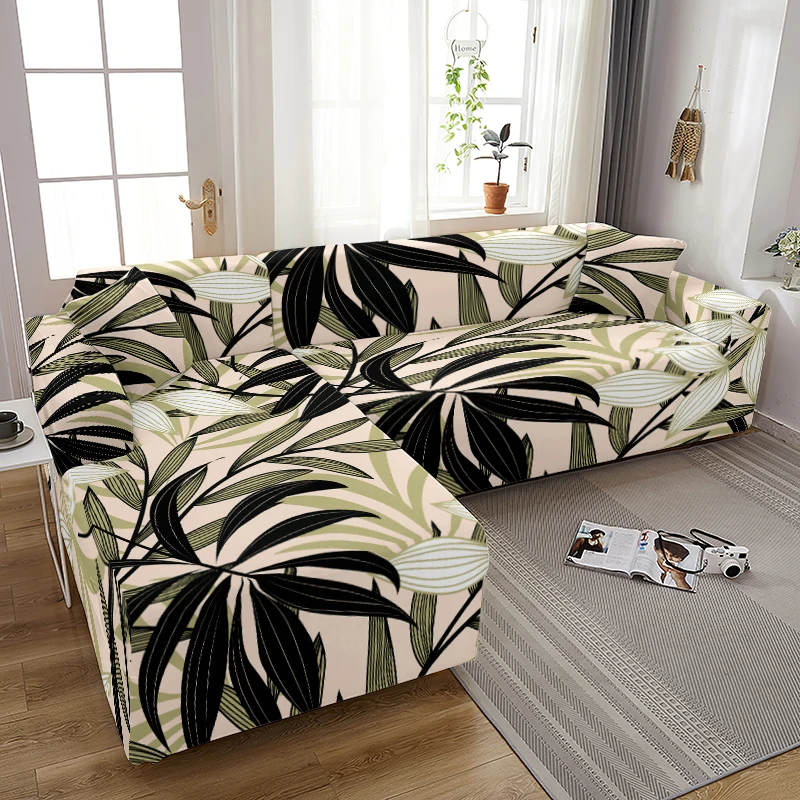 

Pastoral Style Leaves Pattern Elastic 3 Seat Sofa Covers Anti-dirty Cough Cushion Cover Washable Living Room Furniture Protector