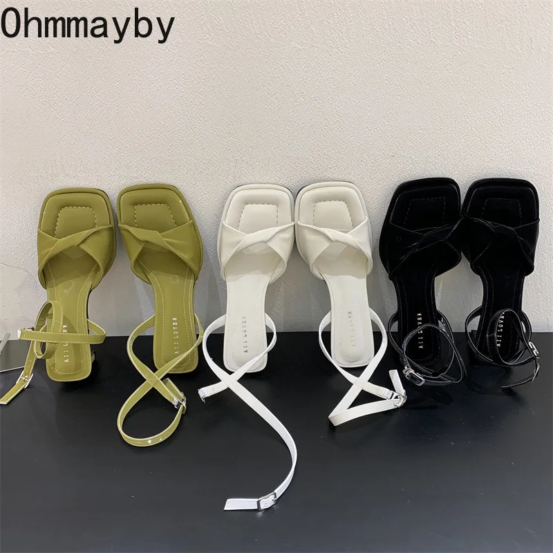 

2022 Open Toe Women Sandals Square Heel Back Strap Summer Gladiator Shoes Ladies Casual Summer Party Pumps