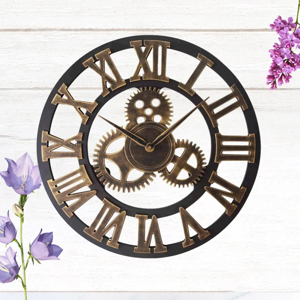 

1Pc 34cm Industrial Gear Wall Clock Decorative Wall Clock Industrial Style Wall Clock Without (Golden) Clocks