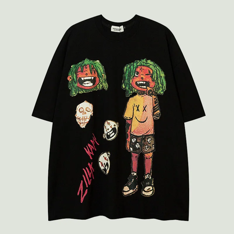 

Футболка мужская с коротким рукавом и графическим принтом, уличная одежда в стиле Харадзюку, Повседневная хлопковая Свободная рубашка овер...