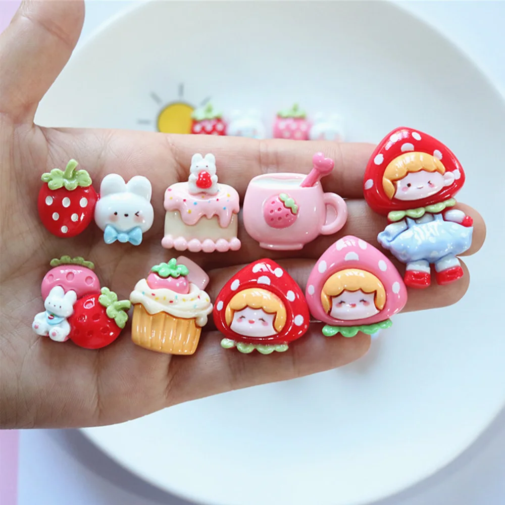 

10 шт., блестящие шпильки для волос в виде клубники