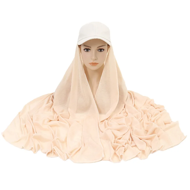 Ready to Wear Jersey Hijab with Baseball Cap Pinless Instant Hijab for Women Cotton Full Cover Hijabs Underscarf Muslim Scarves