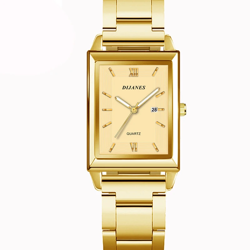 

Новинка 2023, мужские часы с квадратным циферблатом, стальной ремешок, деловой Кварцевый Календарь, водонепроницаемые креативные повседневные студенческие часы