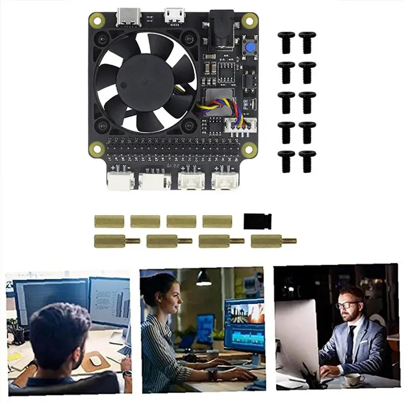 Фото Плата расширения для управления питанием (A96Z) X735 V3.0 для Raspberry Pi 4B, плата расширения питания X825 для 2,5-дюймовых SATA-накопителей и SSD №5