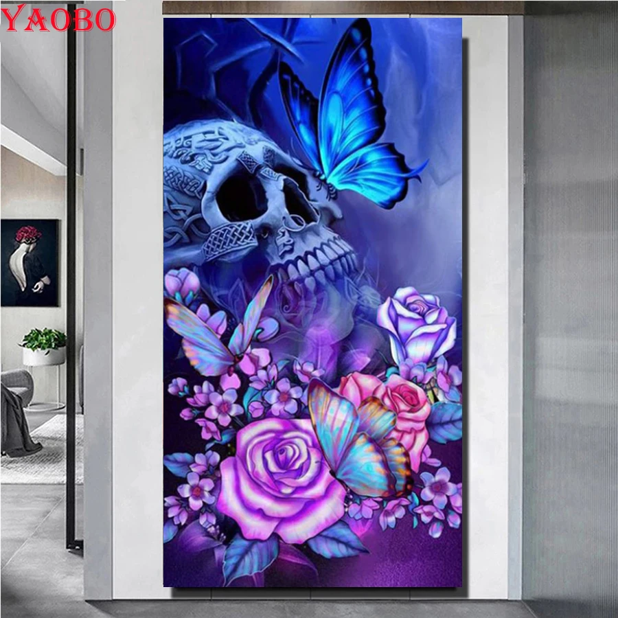 

5D DIY Full Square/Round Diamond Painting Skull butterfly Flower Cross Stitch Mosaic Diamond Embroidery Home Decor Gift