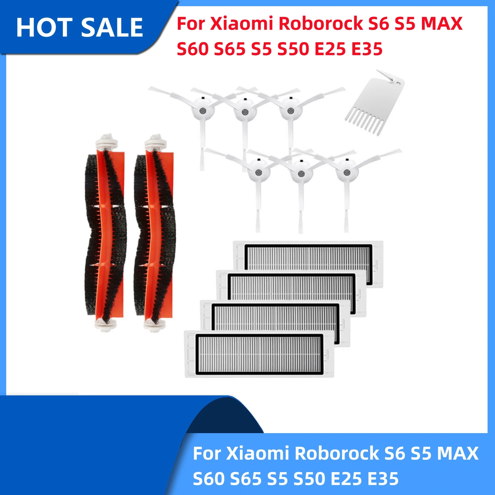 

For Xiaomi Roborock S6 S5 MAX S60 S65 S5 S50 E25 E35 Mopping Cloths Main Brush HEPA Filter Side Brush Vacuum Parts Accessories