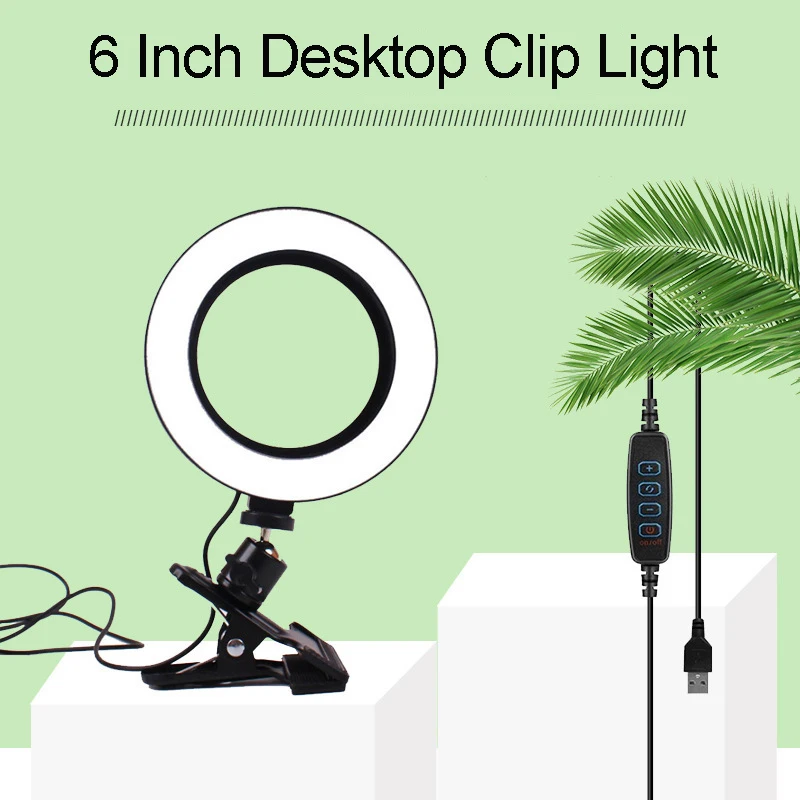 

6 Inch Selfie Ring Light For Laptop Computer Desktop Youtube, Ring Lamp Video Conference Lighting Kit Desktop Clip Lights
