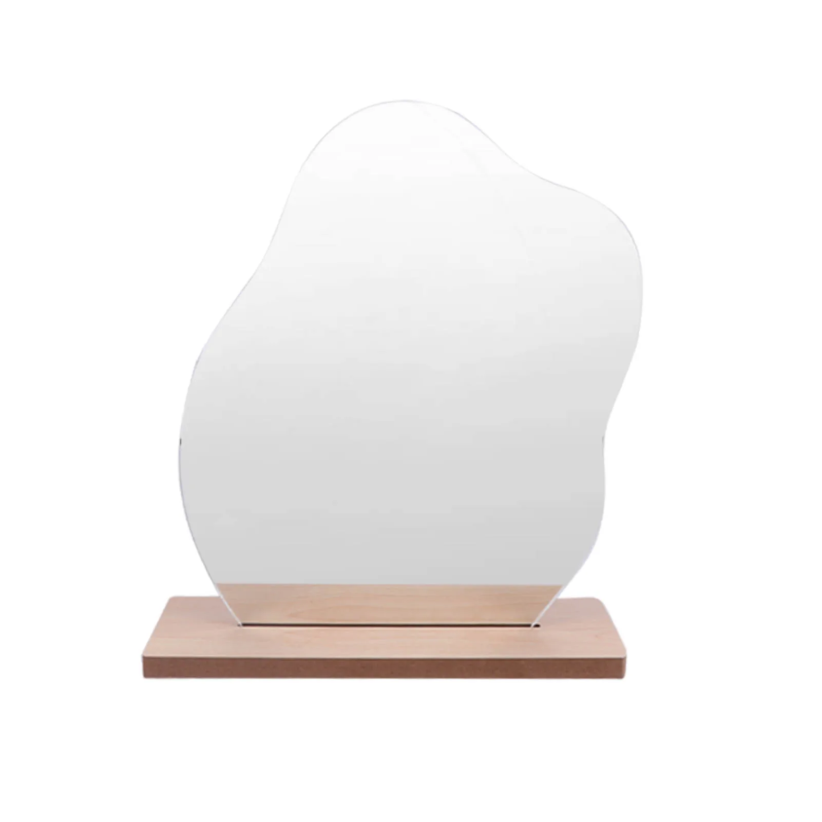 

With Wooden Stand Makeup Mirror Acrylic Irregular Simple Vanity Dressing Table Home Decor Dormitory Bedroom Desktop Standing
