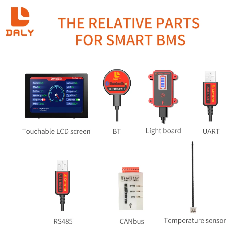 

Daly Smart BMS Accessories Touch Control Screen LCD Display and CAN BUS AND LIGHT BOARD Lifepo4 Battery Accessories