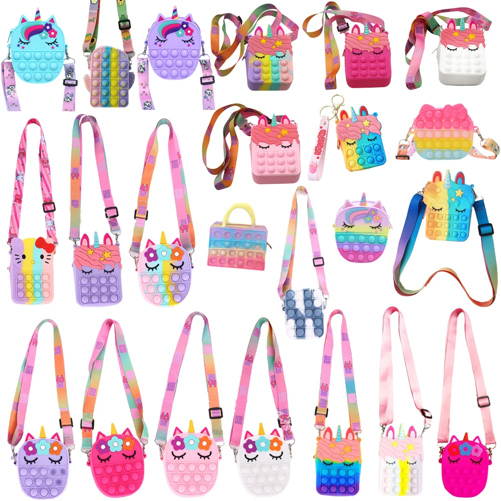 

Figet Toys New PopIts Unicorn Squishy Kawaii Messenger Bag Stress Reliever Toys Sensory Toy Special Needs Adhd Autism Kids Gift