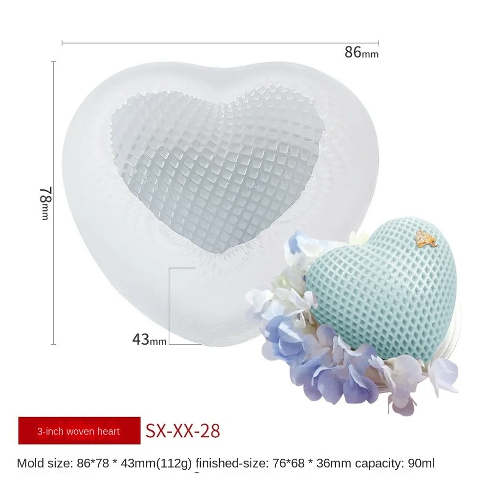 

3D Woven Love Silicone Mold Love Heart Mousse Cake Heart-Shaped Aromatherapy Candle Mould Chocolate Baking Accessories