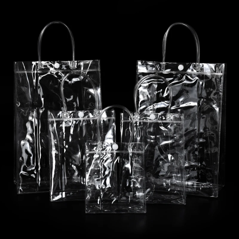 5 шт. прозрачные подарочные пакеты из ПВХ с ручкой