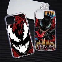 red black venom marvel let there be carnage phone case transparent for iphone 13 12 11 pro max mini xs max 8 7 plus x se 2020 xr