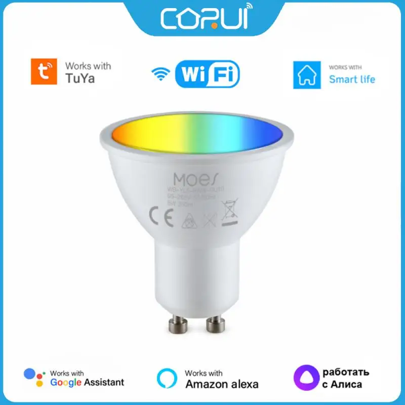 CORUI Tuya Smart WiFi GU10 LED Bulbs RGBW C+W Dimmable Lamps Smart Life Remote Control Work With Alexa Google Home Yandex Alice