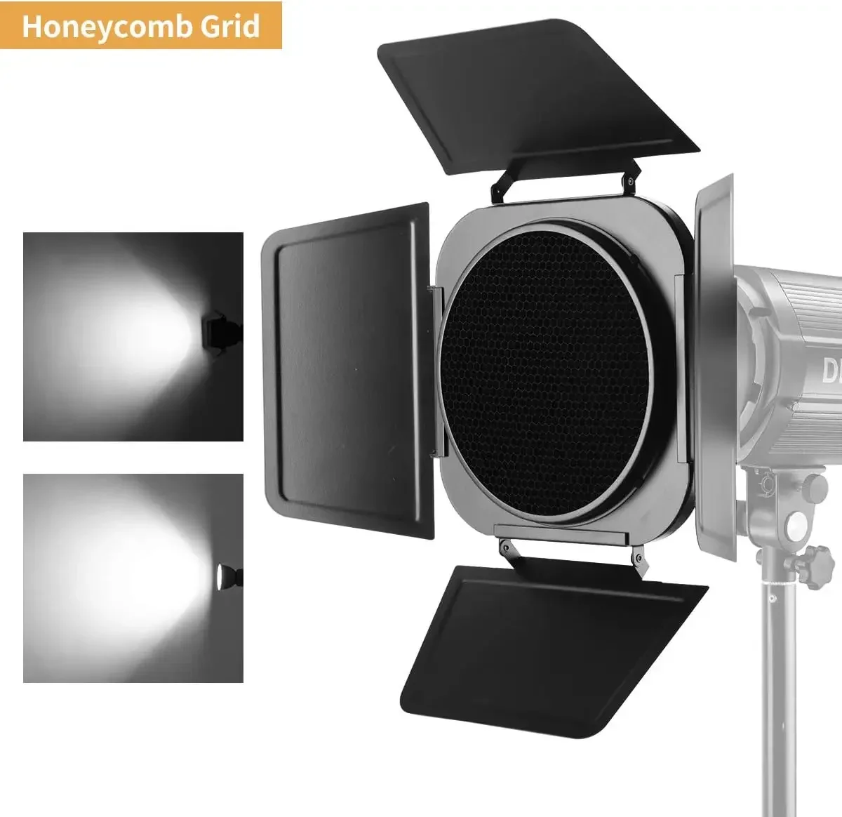 Зеркальная дверь JINBEI с сотовой сеткой и 3 цветными гелевыми фильтрами для