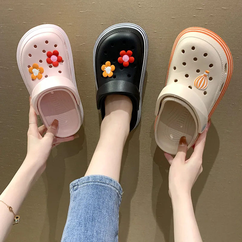 

Cave Female Ins Tide Baotou Summer Cute Non-slip Thick Bottom Korean Version of Dieter Sandals Wear Soft Bottom Beach Shoes