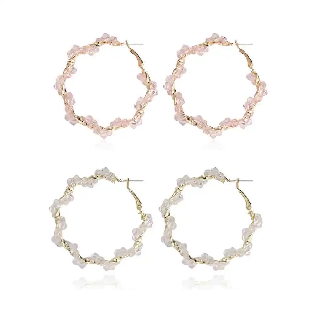 

Brighton Oversize Beads Circle Hoop Earrings For Women Fashion Party Wedding Twisted Metal Brincos Trendy Jewelry Gift Wholesale