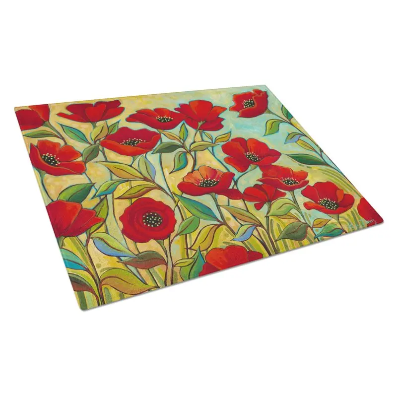 

Treasures PPD3020LCB Poppy Garden Flowers Glass Cutting Board Large, 12H x 16W, multicolor