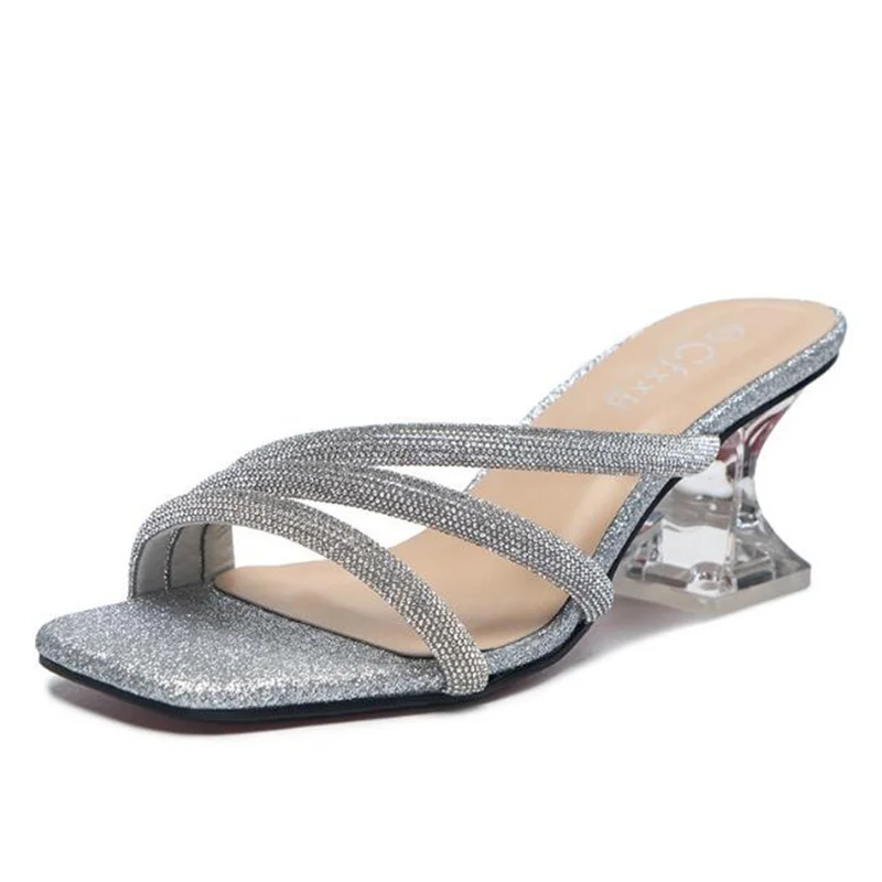 

Crystal Women Heels Clear Shoes Women 2022 Platforms High Heels Sandals Female Transparent Sexy Wedding Shoes Slippers Women