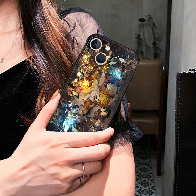 Silicone Black Phone Cases Cover for iPhone 11 14 Pro Max 12 13 Mini XR SE 7 8 6 6s Plus XS X 11Pro The Promised Neverland Anime