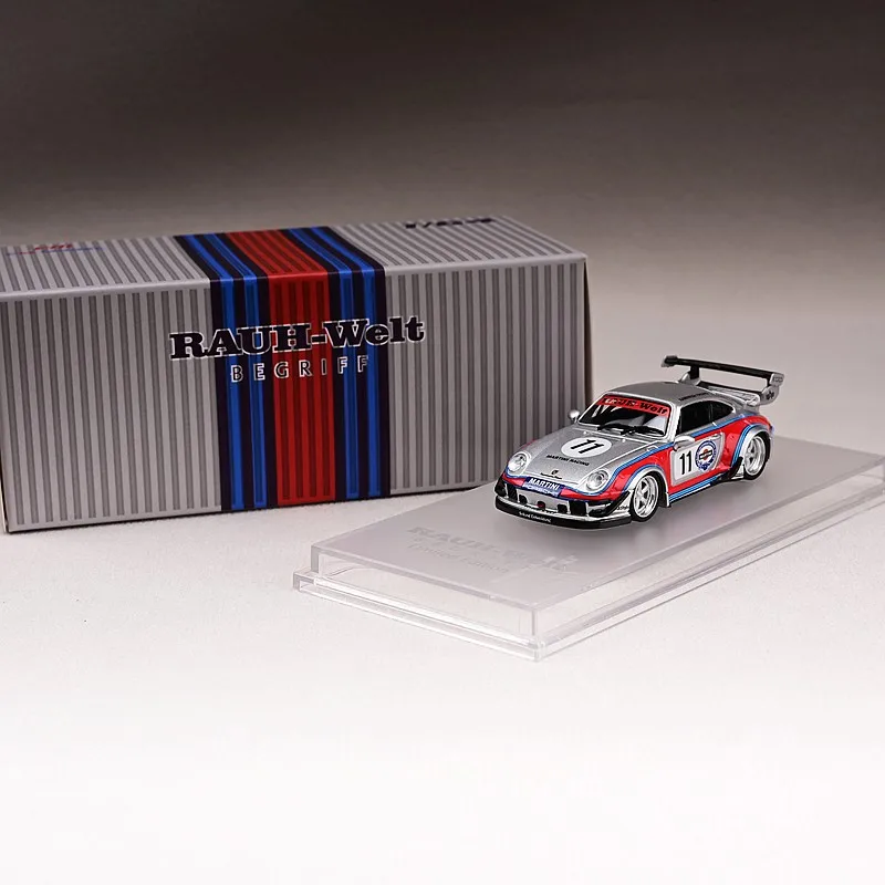 

Модели CM 1/64, модель автомобиля, Pors RWB 993 MARTINI, серебряный литой автомобиль, гоночный автомобиль, подарок для мальчиков и девочек, чехол с дисплеем