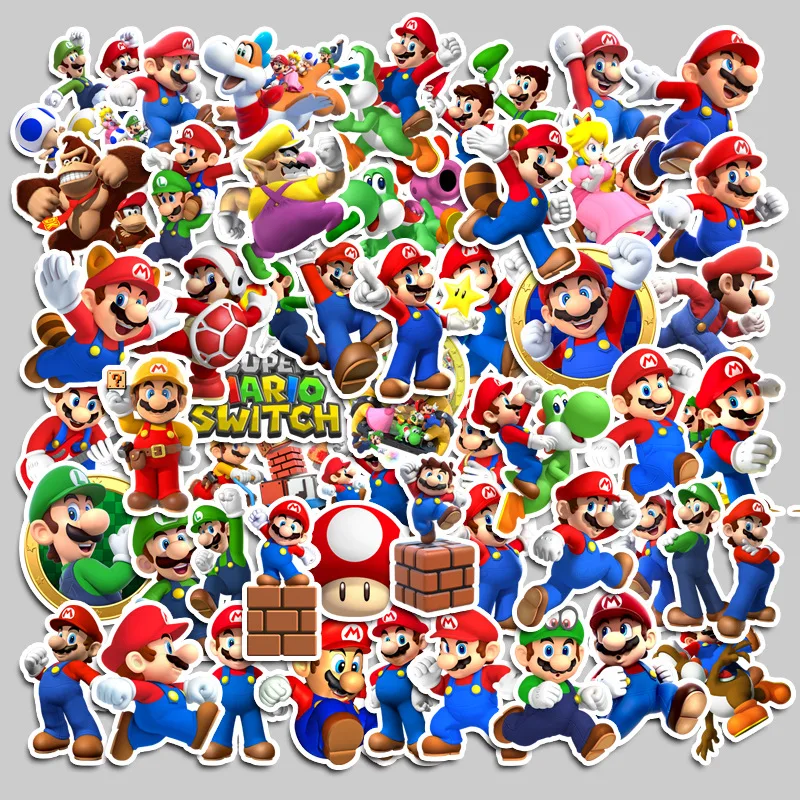 

50pcs Game super Mario Bros Luigi Stickers DIY Phone Suitcase Notebook Decals Anime Children Gifts Toys