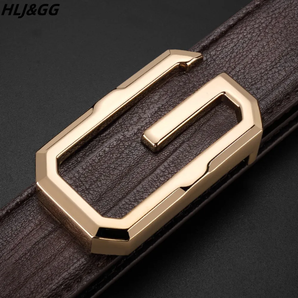 HLJ&GG  Fashion Letter G Waistband New Male Smooth Buckle Pants Belt Good Quality Casual Jeans Matching Leather Belt For Man's
