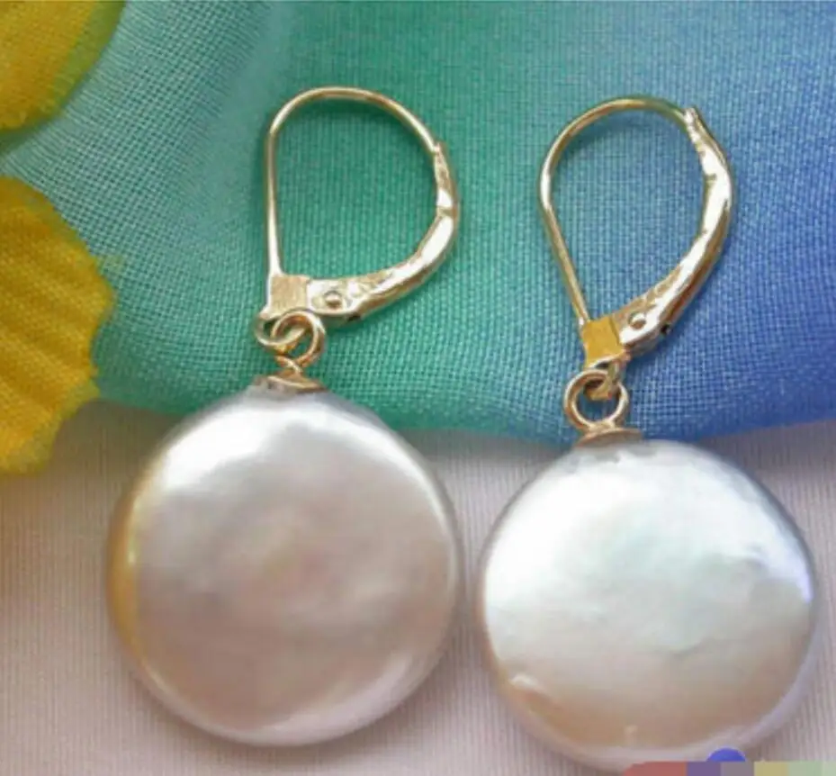 

Huge 15mm gray coin freshwater PEARL dangle earring