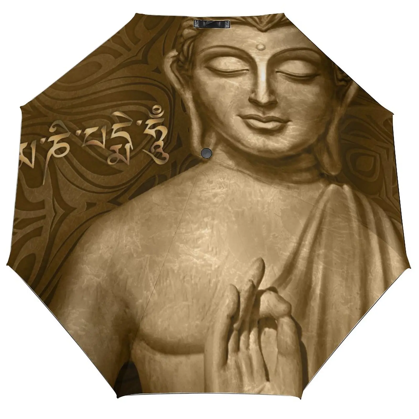 

Automatic Umbrella Shining And Glowing Buddha in A Lotus Pose Three-fold Umbrella Women Men Rain Umbrella