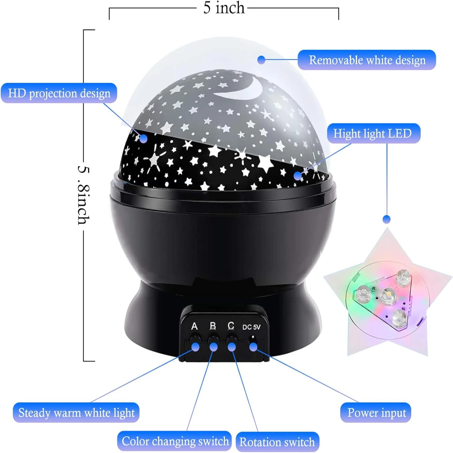Потрясающая вращающаяся лампа со звездами улучшает декор для детской спальни с