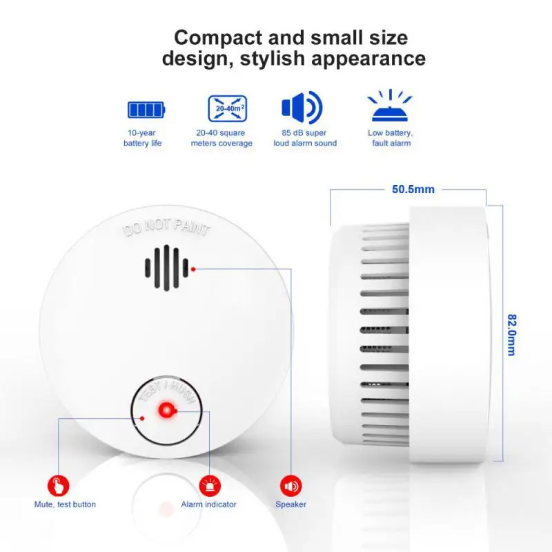 

Voice Warn Sensor Home Security Protection Sensitive Smoke Alarm Detector Long Battery Life Low Battery Alarm Smoke Detector