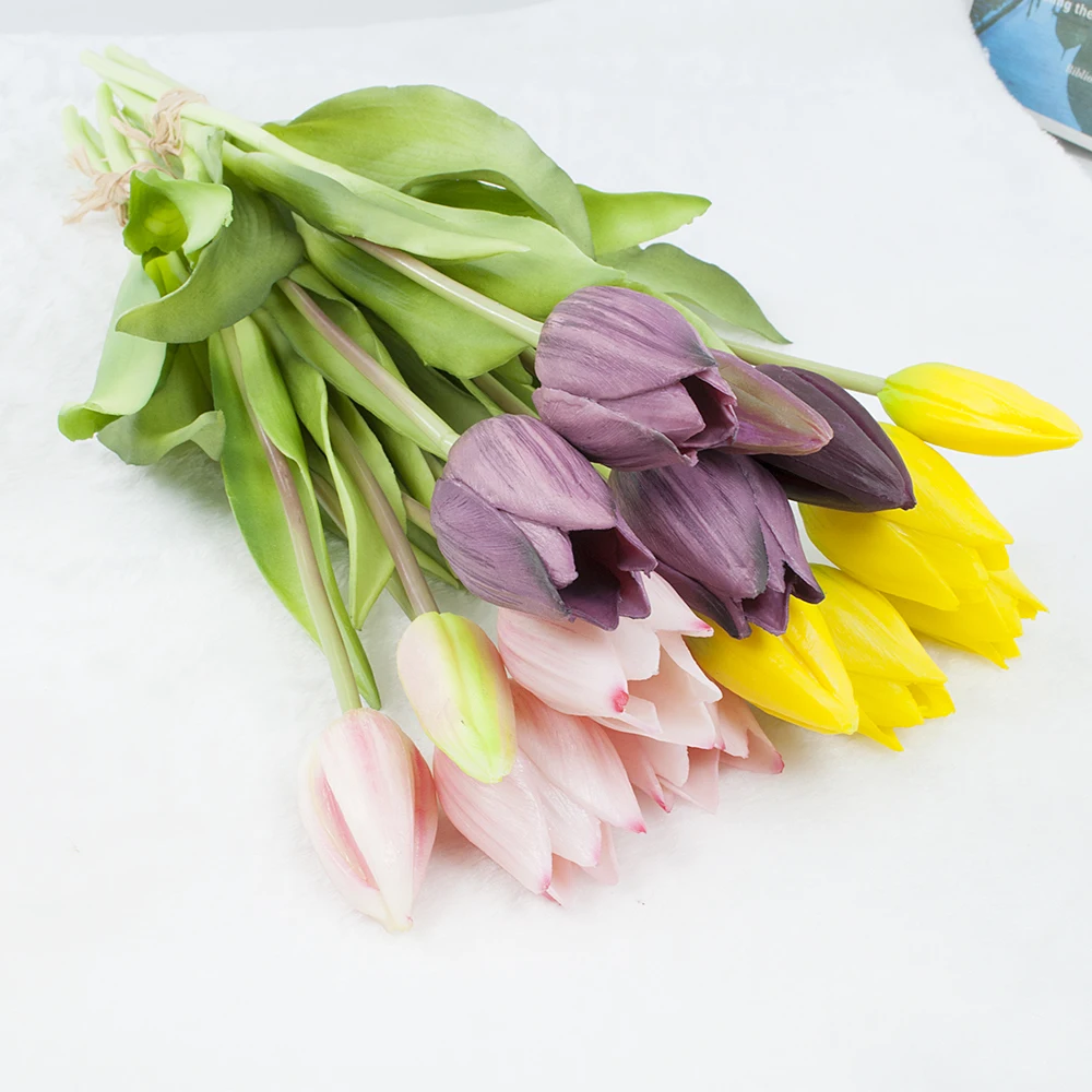 

5 шт./букет, силиконовые тюльпаны, искусственные цветы